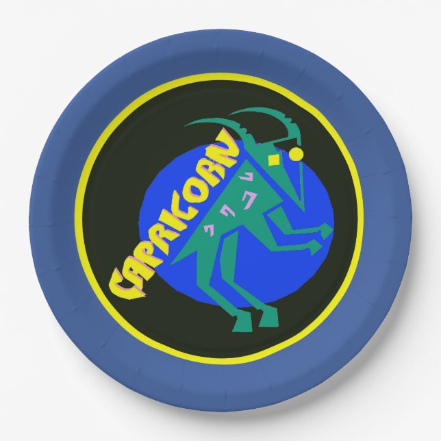 Steinbock-Horoskop-Zeichen-Tierkreis-Papierschalen Pappteller (Vorderseite)