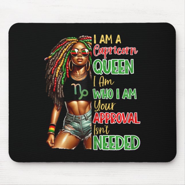 Steinbock-Königin Schwarz Frauen Afrikanisch Ameri Mousepad (Vorne)