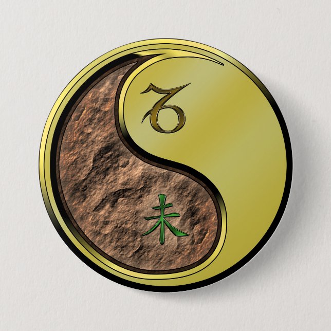 Steinbock & Metall Ziege Button (Vorderseite)