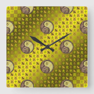 Steinbock & Metallaffe Quadratische Wanduhr