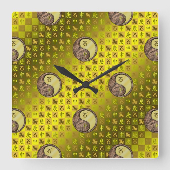 Steinbock & Metallaffe Quadratische Wanduhr (Vorderseite)