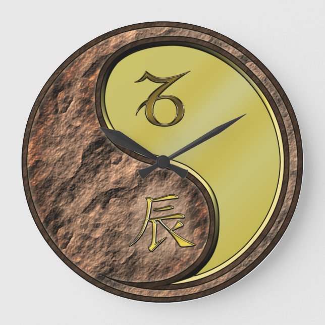 Steinbock & Metalldrache Große Wanduhr (Vorderseite)
