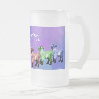 Steinbock Mulitcolored Miniaturziegen-mattierte Mattglas Bierglas