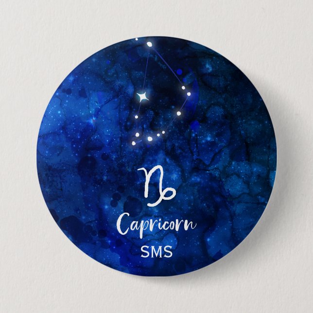 Steinbock-Sternbild-Galaxie-Himmel-Monogramm Button (Vorderseite)