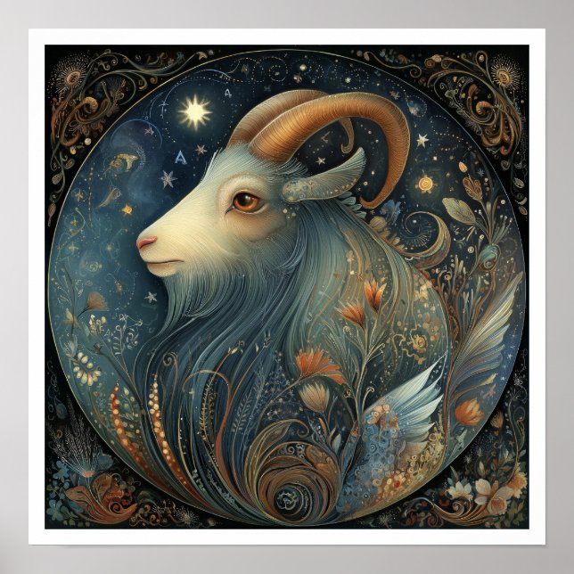 Steinbock Sternzeichen Astrologie Himmlisch Poster (Vorne)