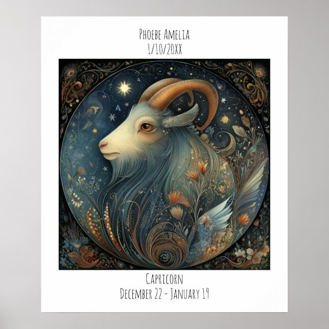 Steinbock-Sternzeichen Astrologie Name & Geburtsta Poster (Vorne)