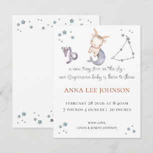 Steinbock-Sternzeichen-Geburtsankündigung Feiertagskarte