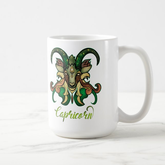 Steinbock-Sternzeichen Grün Braune Meerziege funke Kaffeetasse (Rechts)
