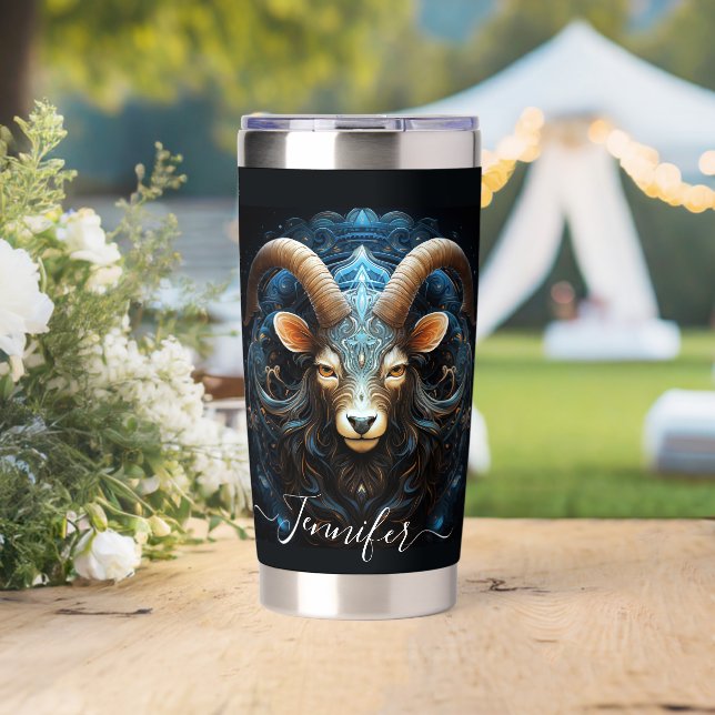 Steinbock-Sternzeichen-Kunst für 22. Dezember–19.  Thermobecher (Hochzeit (gedreht))