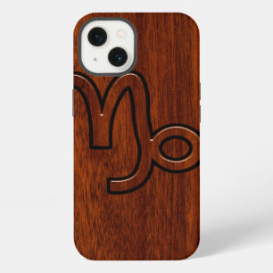 Steinbock-Sternzeichen-Symbol im Holzmaserungsstil iPhone Hülle