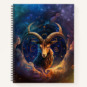 Steinbock-Sternzeichen Wasserfarben-Design Notizbuch