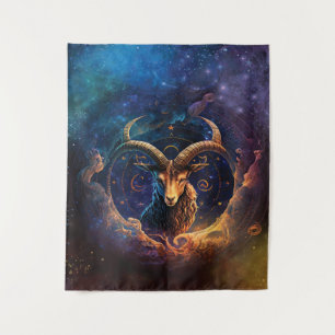 Steinbock-Sternzeichen Wasserfarben-Design Wandteppich