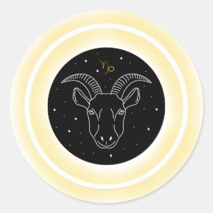 Steinbock-Symbol – Minimales Astrologie-Emblem Runder Aufkleber