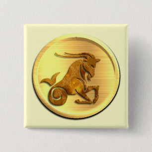 Steinbock-Tierkreis-Quadrat-Button Button