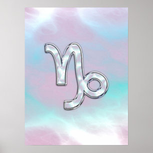 Steinbock-Tierkreis-Symbol auf Perlmuttdekor Poster