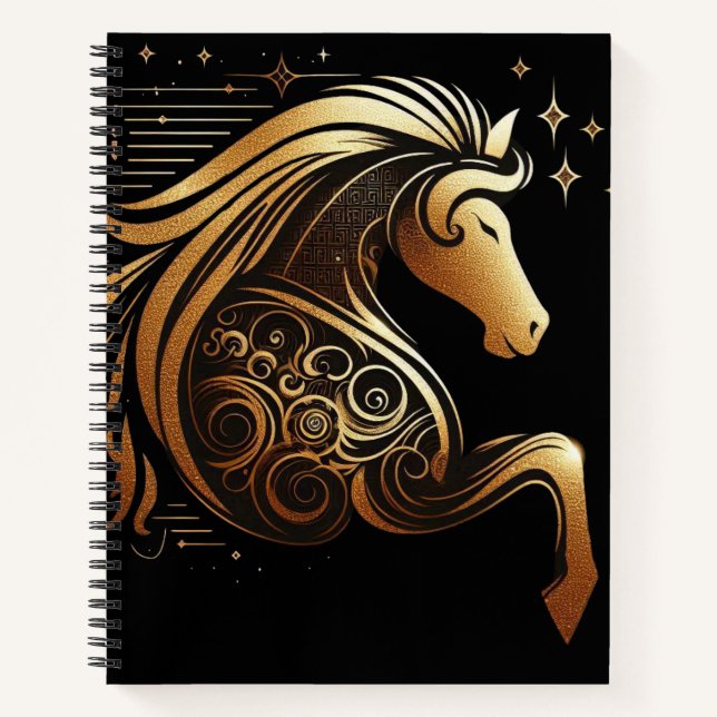 Steinbock Tierkreiszeichen Gold Pferd Astrologie Notizbuch (Vorderseite)