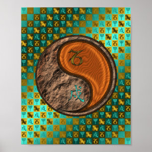 Steinbock und Holzhund Poster