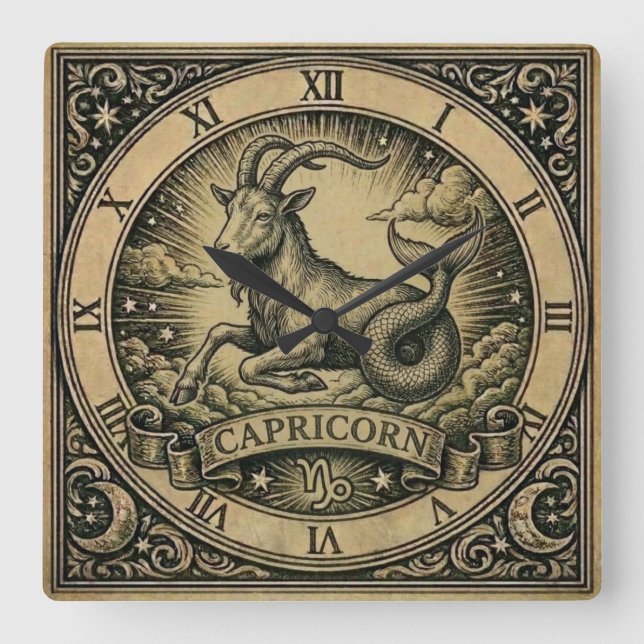 Steinbock Vintage Zodiac Wanduhr (Vorderseite)