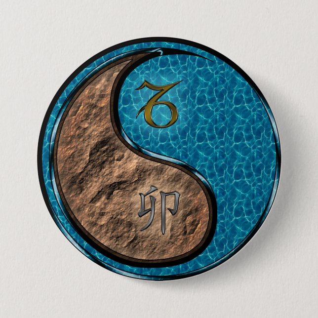Steinbock & Wasser Kaninchen Button (Vorderseite)