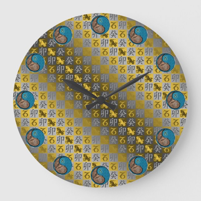 Steinbock & Wasser Kaninchen Große Wanduhr (Vorderseite)