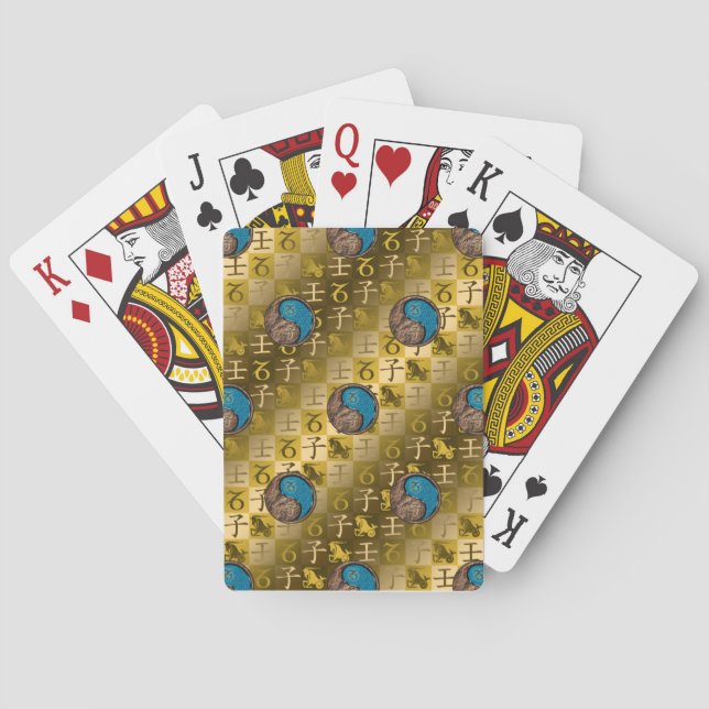 Steinbock & Wasser-Ratte Spielkarten (Rückseite)