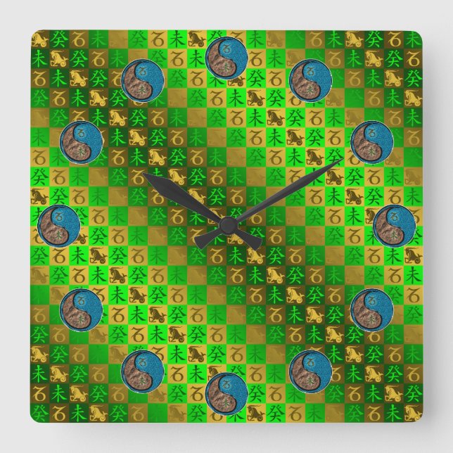 Steinbock & Wasser Ziege Quadratische Wanduhr (Vorderseite)