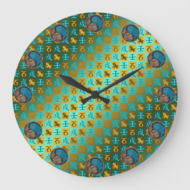 Steinbock & Wasserhund Große Wanduhr (Vorderseite)