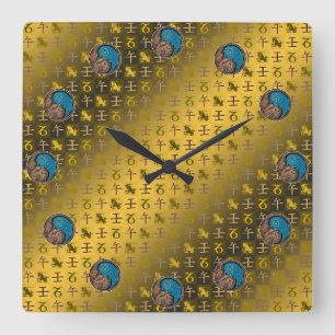 Steinbock & Wasserpferd Quadratische Wanduhr
