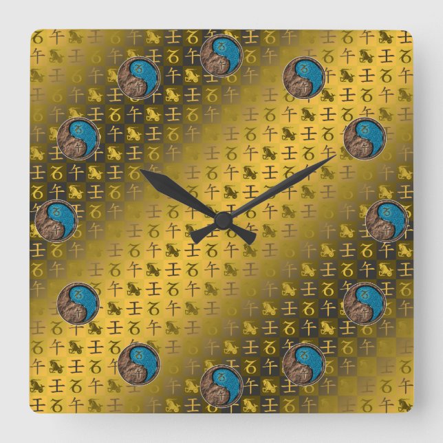 Steinbock & Wasserpferd Quadratische Wanduhr (Vorderseite)