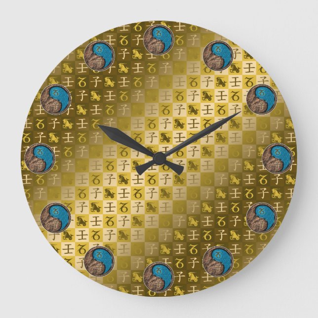 Steinbock & Wasserratte Große Wanduhr (Vorderseite)