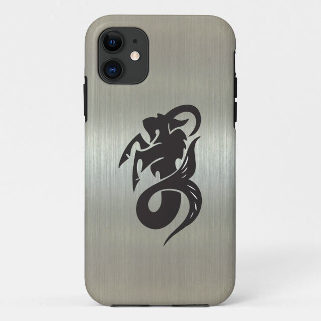 Steinbock-Ziegen-Silhouette mit metallischem Case-Mate iPhone Hülle (Rückseite)