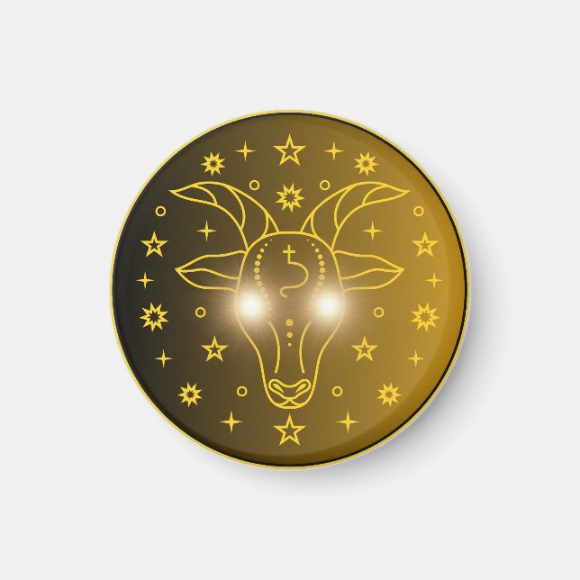Steinbock-Zodiac-Emblem | Minimales Himmelsymbol Magnet (Vorne)