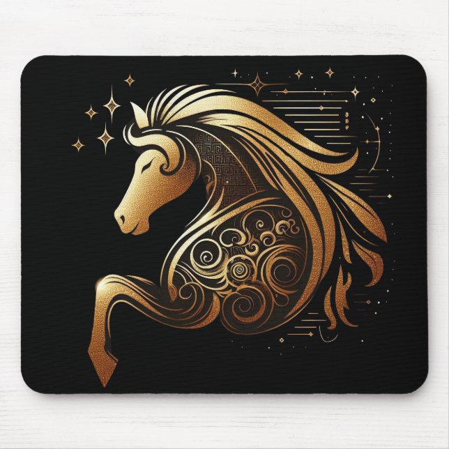 Steinbock-Zodiac Gold Pferd Astrologie Mousepad (Vorne)