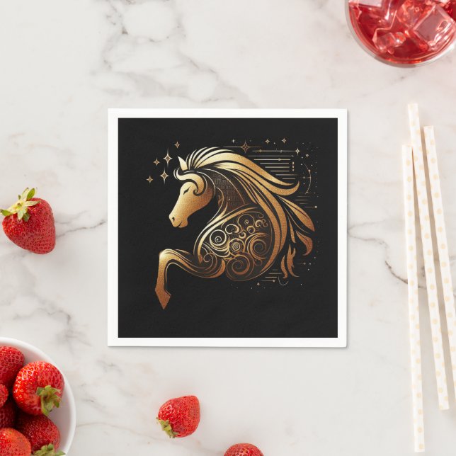 Steinbock-Zodiac Gold Pferd Astrologie Serviette (Beispiel)