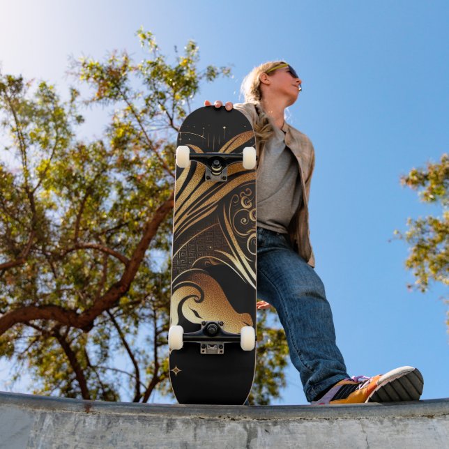 Steinbock-Zodiac Gold Pferd Astrologie Skateboard (Außenbereich 1)