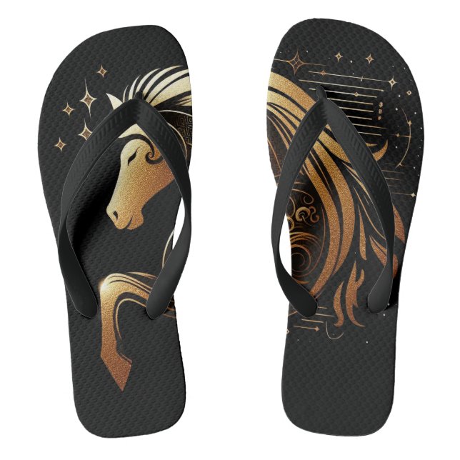 Steinbock-Zodiac-Goldpferd-Astrologie Flip Flops (Fußbett)