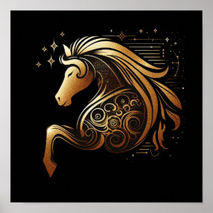 Steinbock-Zodiac-Goldpferd-Astrologie Poster