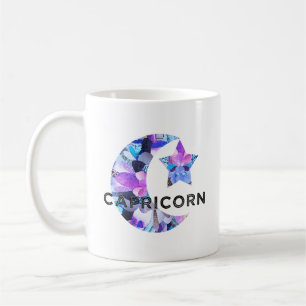 Steinbock-Zodiac-Halbmond-Stern-Collage-Kunst Kaffeetasse