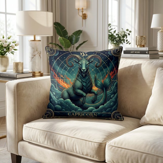 Steinbock-Zodiac-Himmelskörper Kissen (Von Creator hochgeladen)