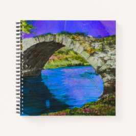 Steinbrücke über das blaue Wasser von Placid Notizbuch