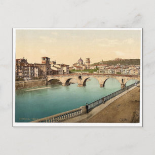 Steinbrücke und San Giorgia, Verona, Italien class Postkarte