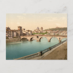 Steinbrücke und San Giorgio, Verona, Italien Postkarte