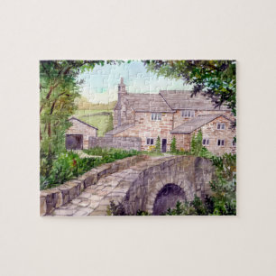 Steinbrücke Wasserfarbenmalerei Puzzle