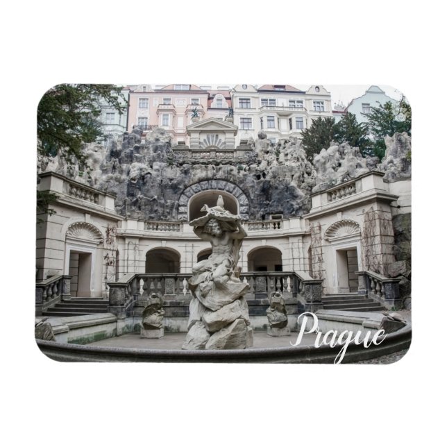 Steinbrunnen in Prager Magnet für Foto (Horizontal)