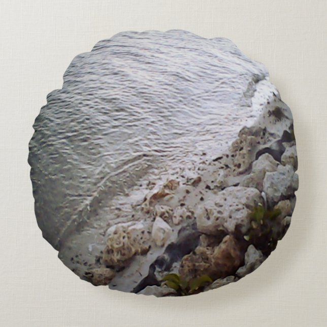 Steine am Strand Rundes Kissen (Vorderseite)