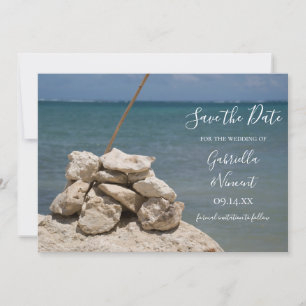 Steine auf der Strandhochzeit Save the Date