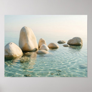 Steine in klarem flachem Wasser Naturposter Poster