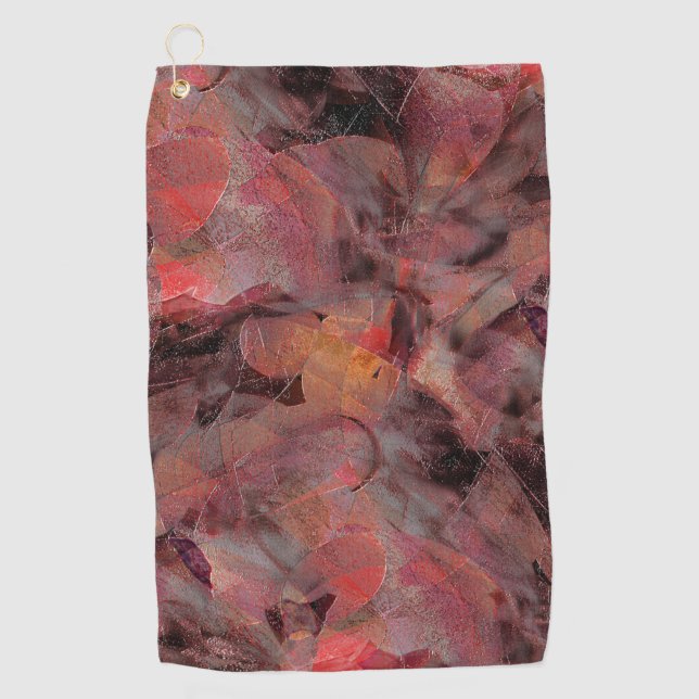 Steine in roten Farbtönen auf schwarz-grauem Hinte Golfhandtuch (Vorderseite)