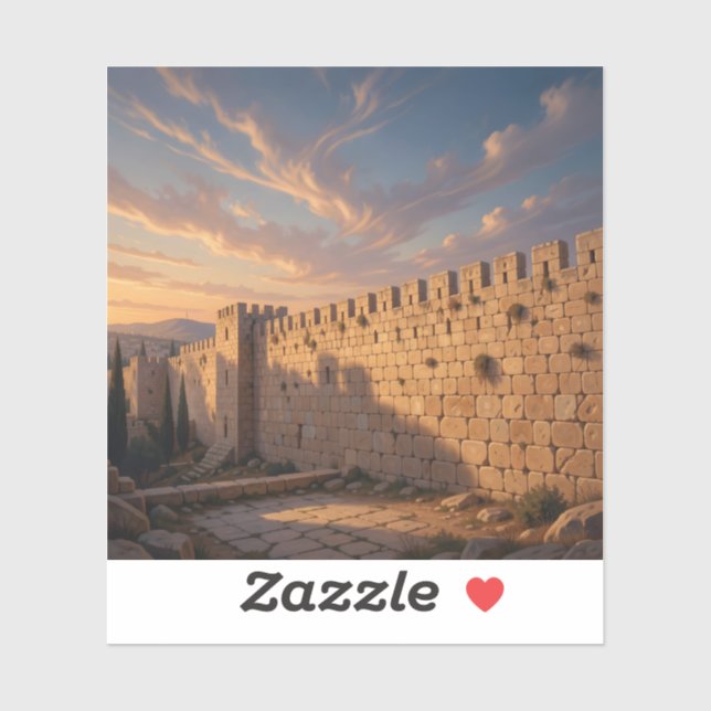 Steine Jerusalems – Jerusalem Wandkunst Quadrat Aufkleber (Blatt)