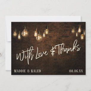 Steine mit Vintagen Edison-Leuchten mit Liebe & Da Dankeskarte